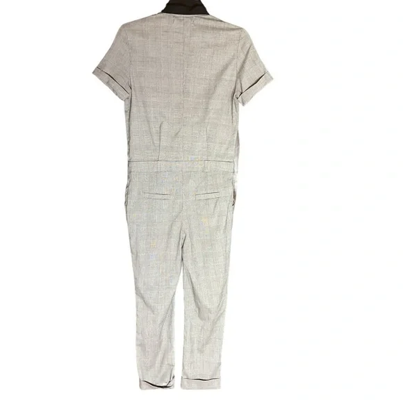 Vintage Yi Mei Er Short Sleeve Jumpsuit Office Black Gray Plaid Size Small - Picture 3 of 8